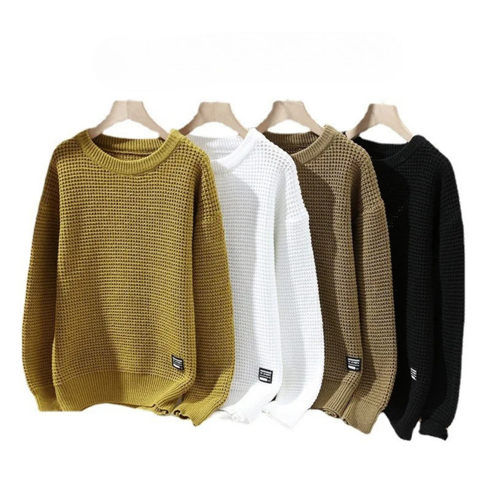 Enhanced Product Title: Silas™ Premium Waffle Knit Pullover - Stylish & Comfortable Sweater for Men/Women

This optimized title includes relevant keywords that potential customers might search for, while also highlighting the product's unique features and