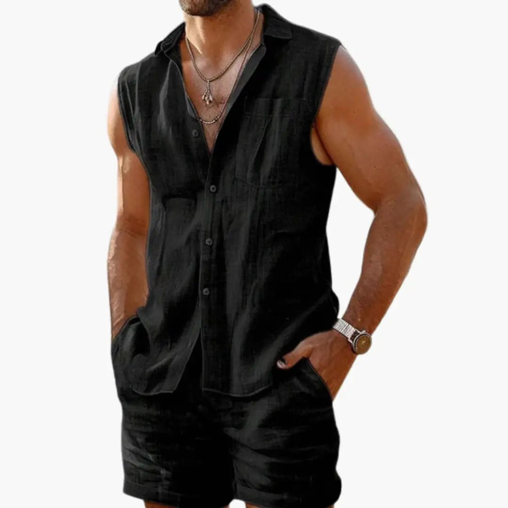 Two-Piece Set – Men's, Sleeveless Shirt & Shorts