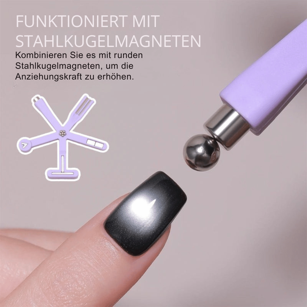 Magnetic Nail Art Tool – Cat-Eye & Galaxy Effects, 8 Patterns & Silicone Body