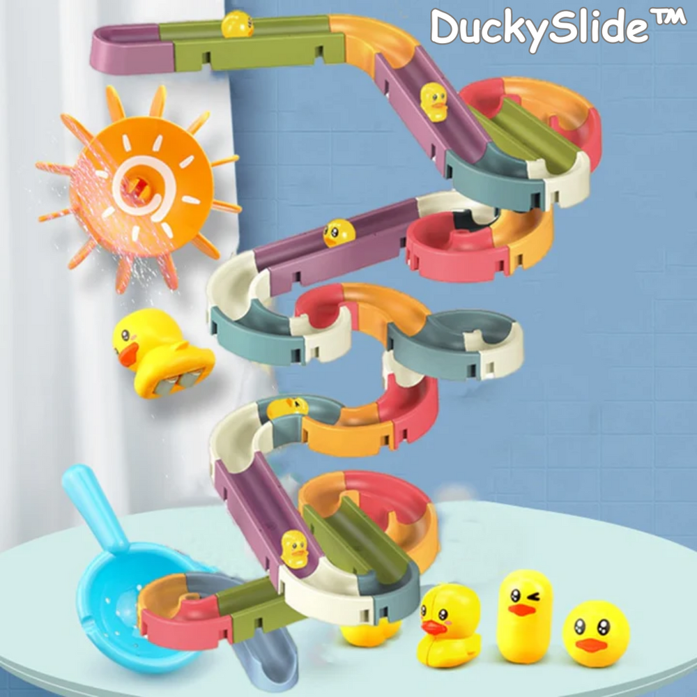 Bath Toy Water Slide Set – 34-Piece ABS, Suction Cups & Rubber Ducks for Kids 2+