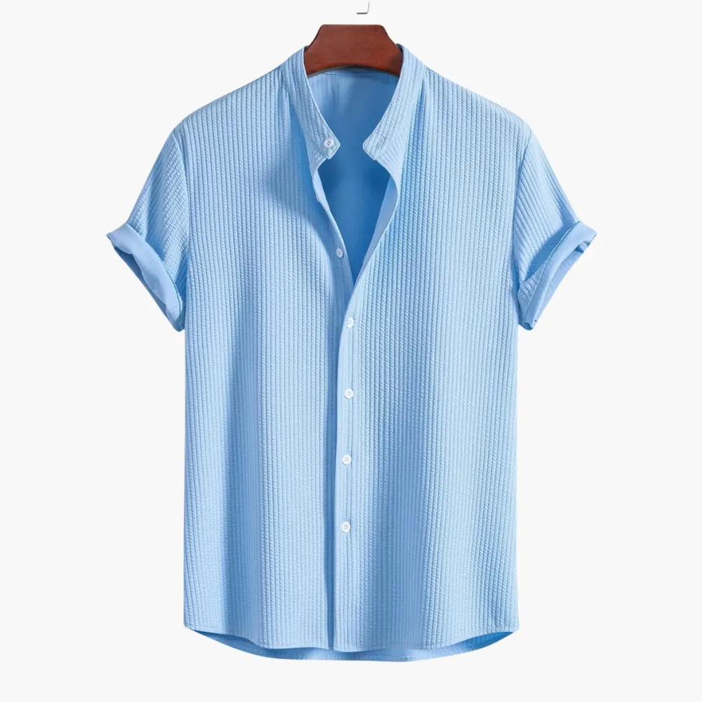 Men's Stand Collar Shirt – Slim Fit & Long Sleeve