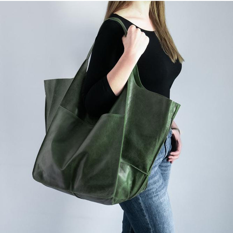Unisex Leather Weekender Duffel Bag – PU Leather, 32×28×35cm & Adjustable Straps