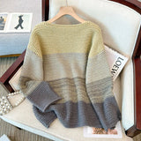 Women's Oversized Knit Sweater with Patchwork Design – Melina