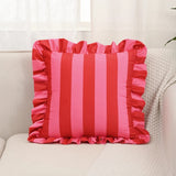 Ruffle-Edge Cushion Cover – Microfiber, 45×45cm & Striped Design
