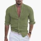 Men's Summer Shirt – Lightweight Fabric, Stand-Up Collar & Casual Fit
