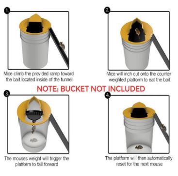 Auto-Reset Bucket Mouse Trap – Multi-Catch, Fits 30cm Buckets & Reusable