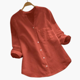 Women's Blouse – Loose Fit, Long Sleeve & Stand-Up Collar