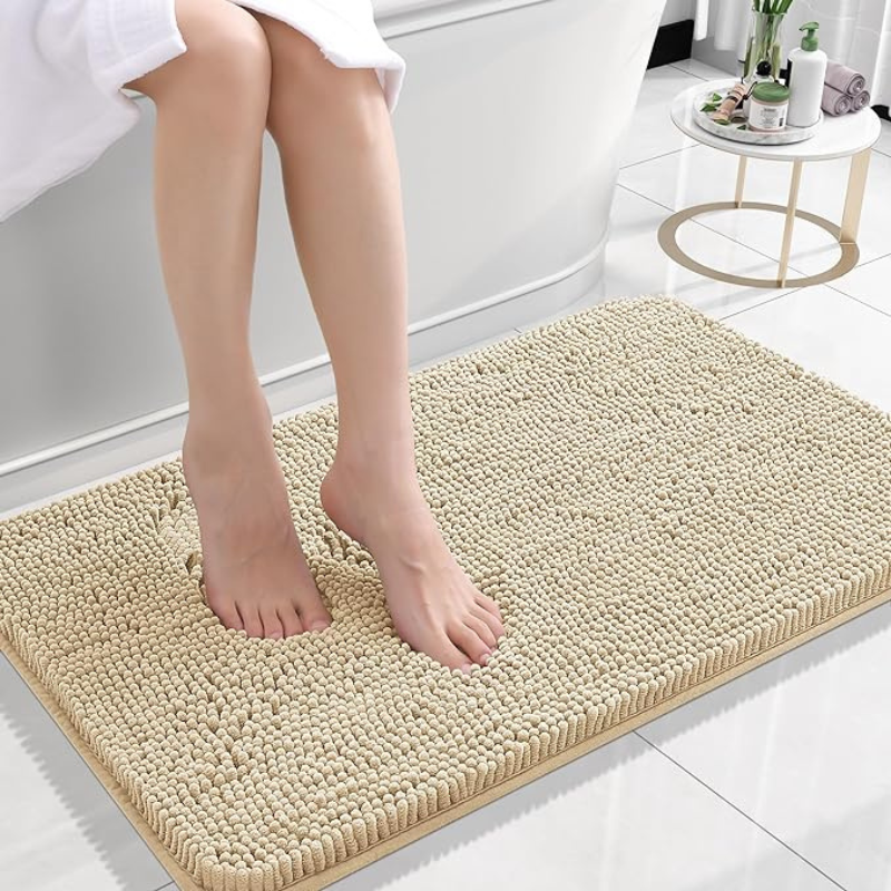 Chenille Bath Mat – Non-Slip PVC Backing, Ultra-Absorbent & 3 Sizes