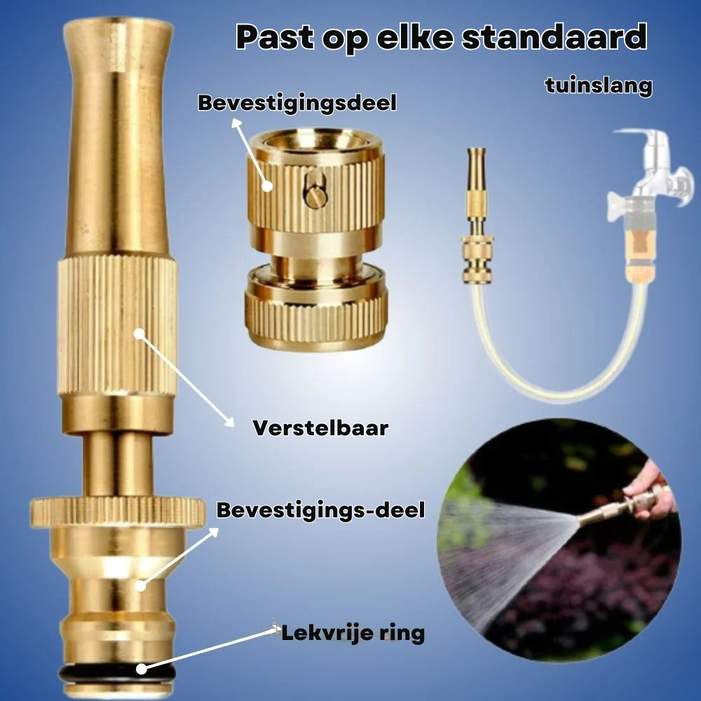 Adjustable High-Pressure Hose Nozzle – Brass & Stainless Steel, Fan/Jet Modes & 180 g