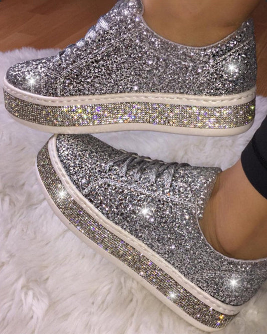 Women's Platform Glitter Sneakers