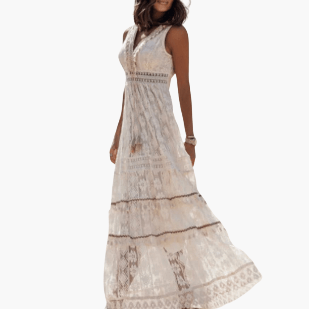 Women's Maxi Dress – Lace Detail & Boho Style