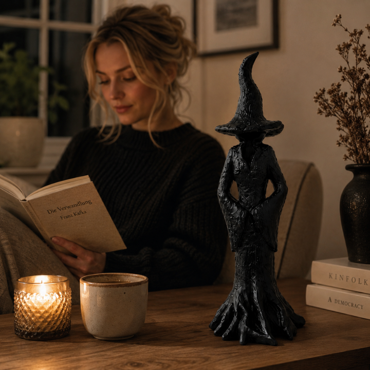 Handmade Witch Halloween Garden Figure - Resin Guardian Statue