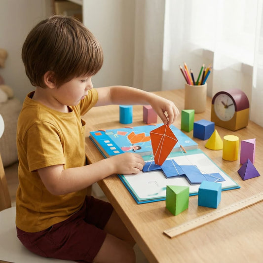 3D Geometric Learning Book for Kids – Interactive Pull-String Shapes, Early Math Aid