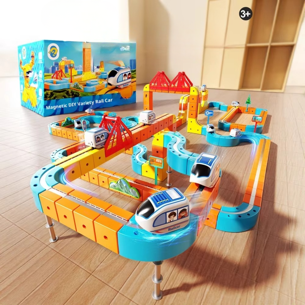 Magnetic Anti-Gravity Train Set – DIY Build, Electric Locomotive & 12-68 Piece Options