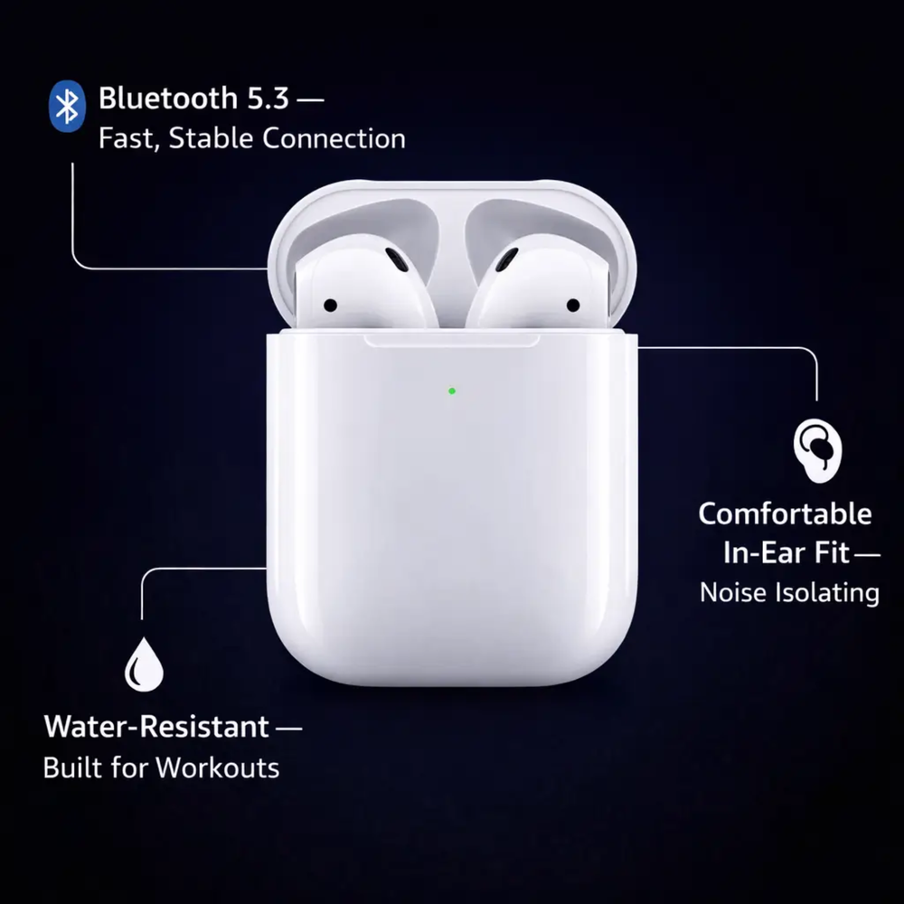 BowLift | 2nd Generation Wireless Earbuds with Charging Case - Affordable Bluetooth Earphones for iPhone