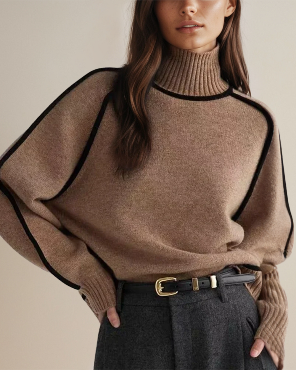 JULIA™ Women's Cozy Roll Neck Pullover Sweater - Stylish & Comfortable Knitwear