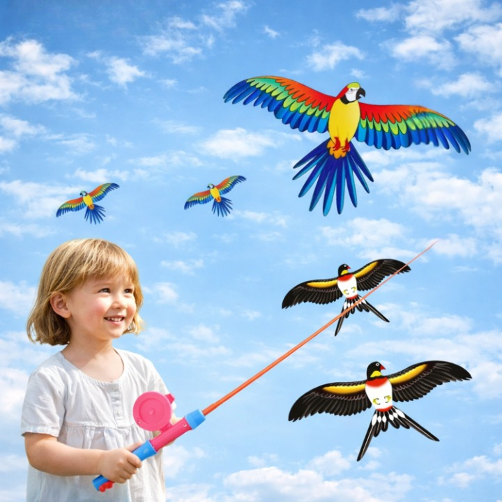 Kids Kite with Fishing-Rod Handle – 50 m Line, Fiberglass Frame & Easy Control