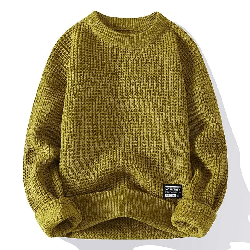 Enhanced Product Title: Silas™ Premium Waffle Knit Pullover - Stylish & Comfortable Sweater for Men/Women

This optimized title includes relevant keywords that potential customers might search for, while also highlighting the product's unique features and