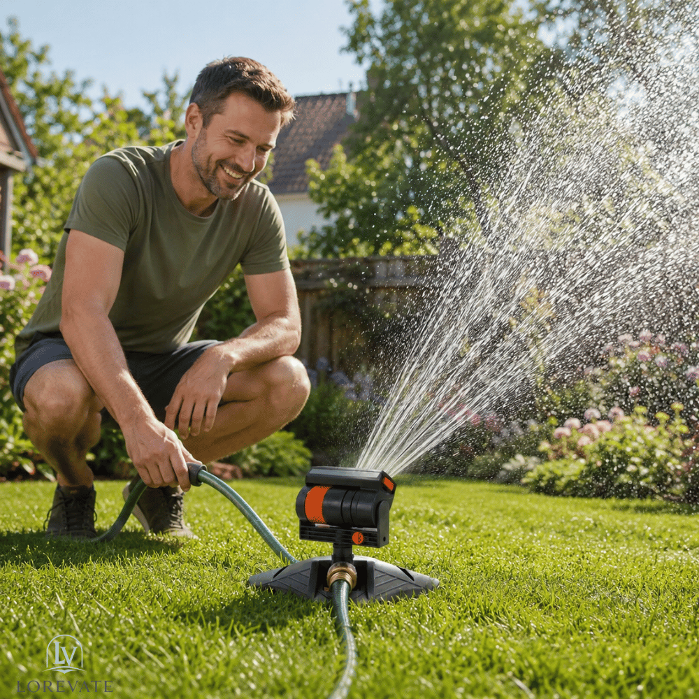 Adjustable Garden Sprinkler – Weatherproof ABS, Weighted Base & Built-In Dirt Filter