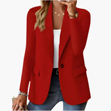 Women's Tailored Blazer – Notch Lapel, Button Closure & Long Sleeve