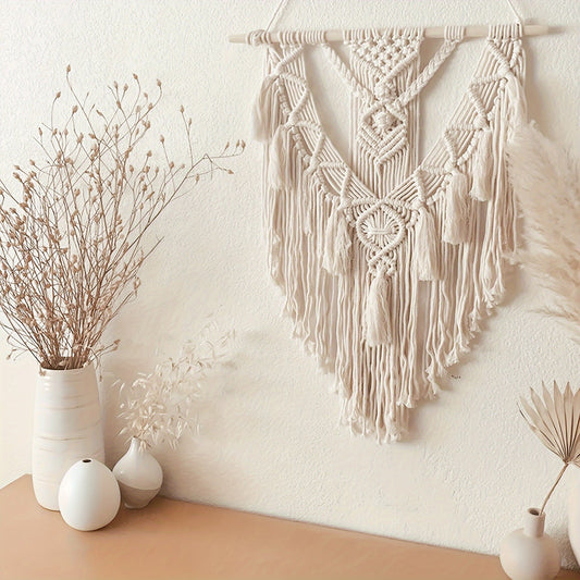 Macrame Wall Hanging – Handwoven Design, Boho Style & Cascading Fringe Tassels