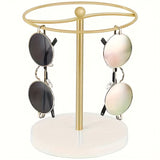 Metal Eyeglass Holder Stand – Round Organizer, Weighted Base & Gold/Black Finish