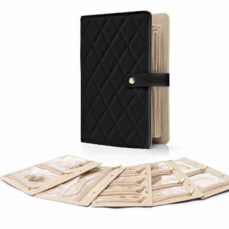 Travel Jewelry Case – PU Leather, Multi-Compartment & Snap Closure