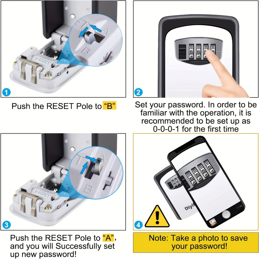 Outdoor Key Safe Box – 4-Digit Combination, Weatherproof Steel & Wall-Mounted