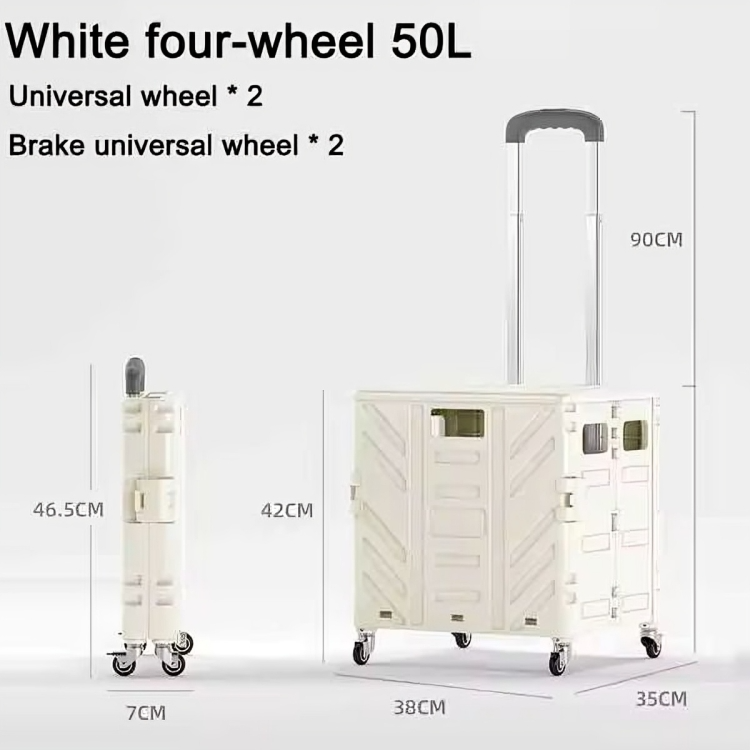 Folding Stair-Climbing Trolley Cart – 50/75L, Multi-Wheel & Collapsible