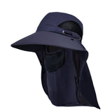 Unisex Wide-Brim Sun Hat – Detachable Neck Flap, Face Mask & Breathable Mesh