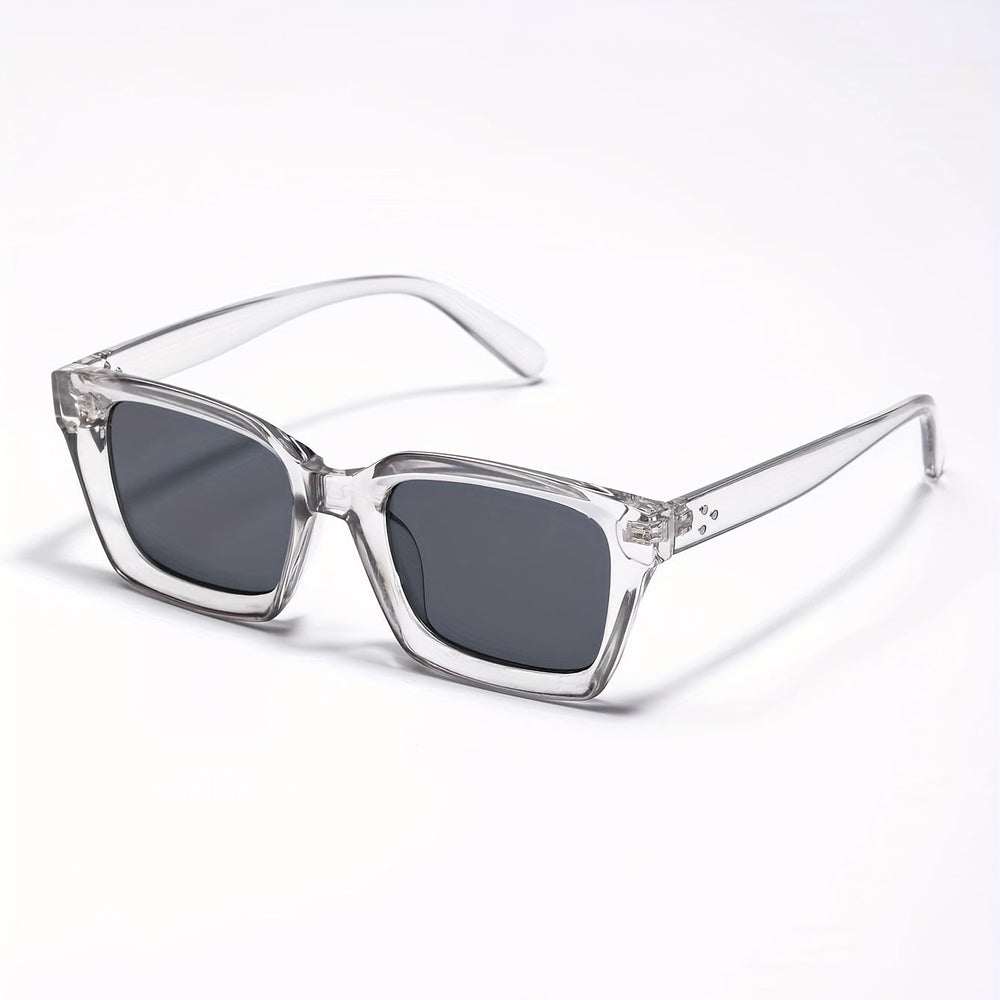Men's Square Sunglasses – UV400 Protection, Lightweight Polycarbonate, Clear Grey