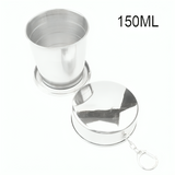 Collapsible Stainless Steel Cup – 150ml, Set of 3, Leak-Proof with Carabiner