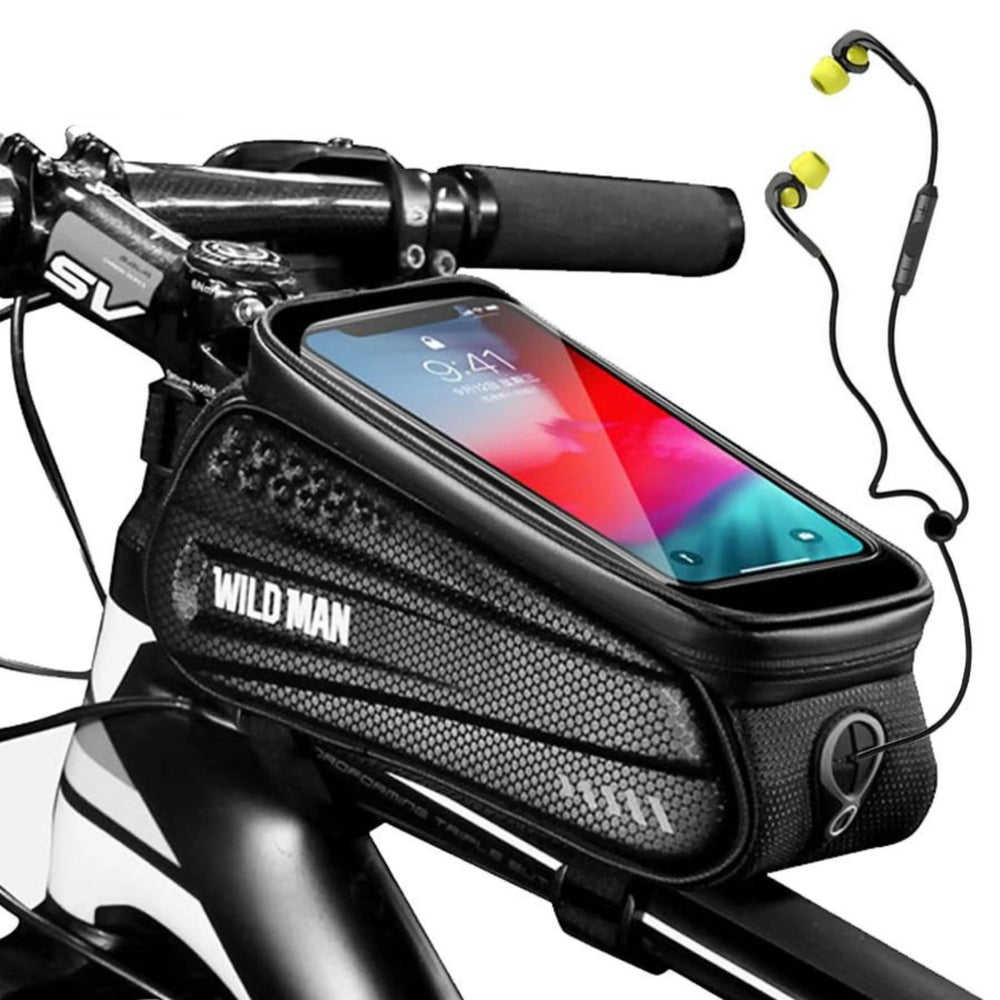 Bicycle Frame Bag – Touchscreen Window, Waterproof Hard Shell & Fits Phones up to 19×9cm