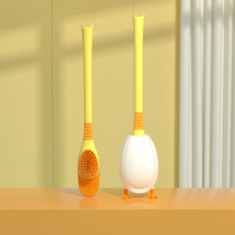 Toilet Brush with Holder – 360° Soft TPR Head, Long Handle & Wall-Mountable Base