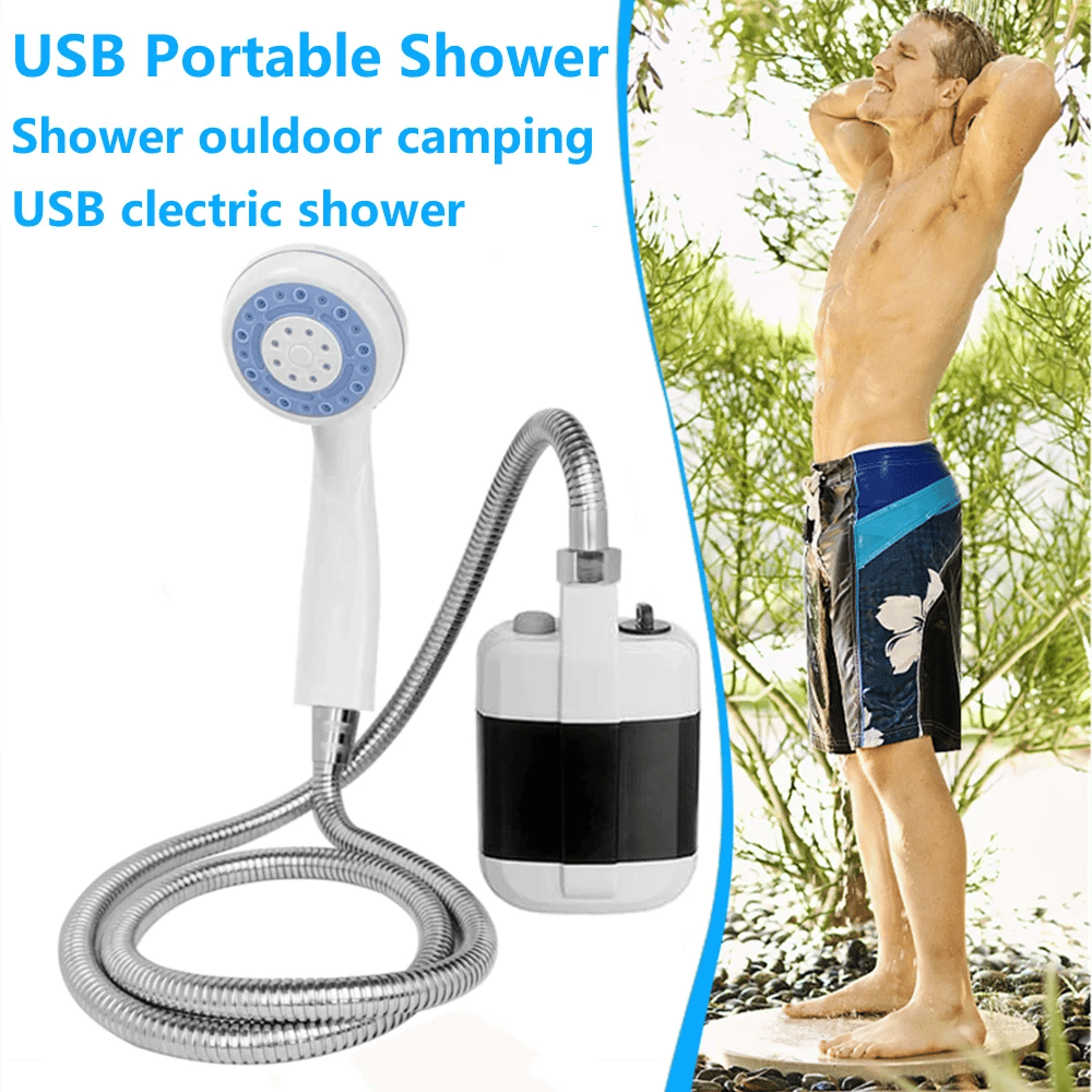 Portable USB Camping Shower – Rechargeable 2200mAh Pump, 4-5L/Min Flow & One-Button Control