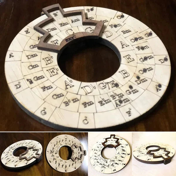 Wooden Chord Wheel – Music Theory Aid for Piano, Guitar & Keyboard