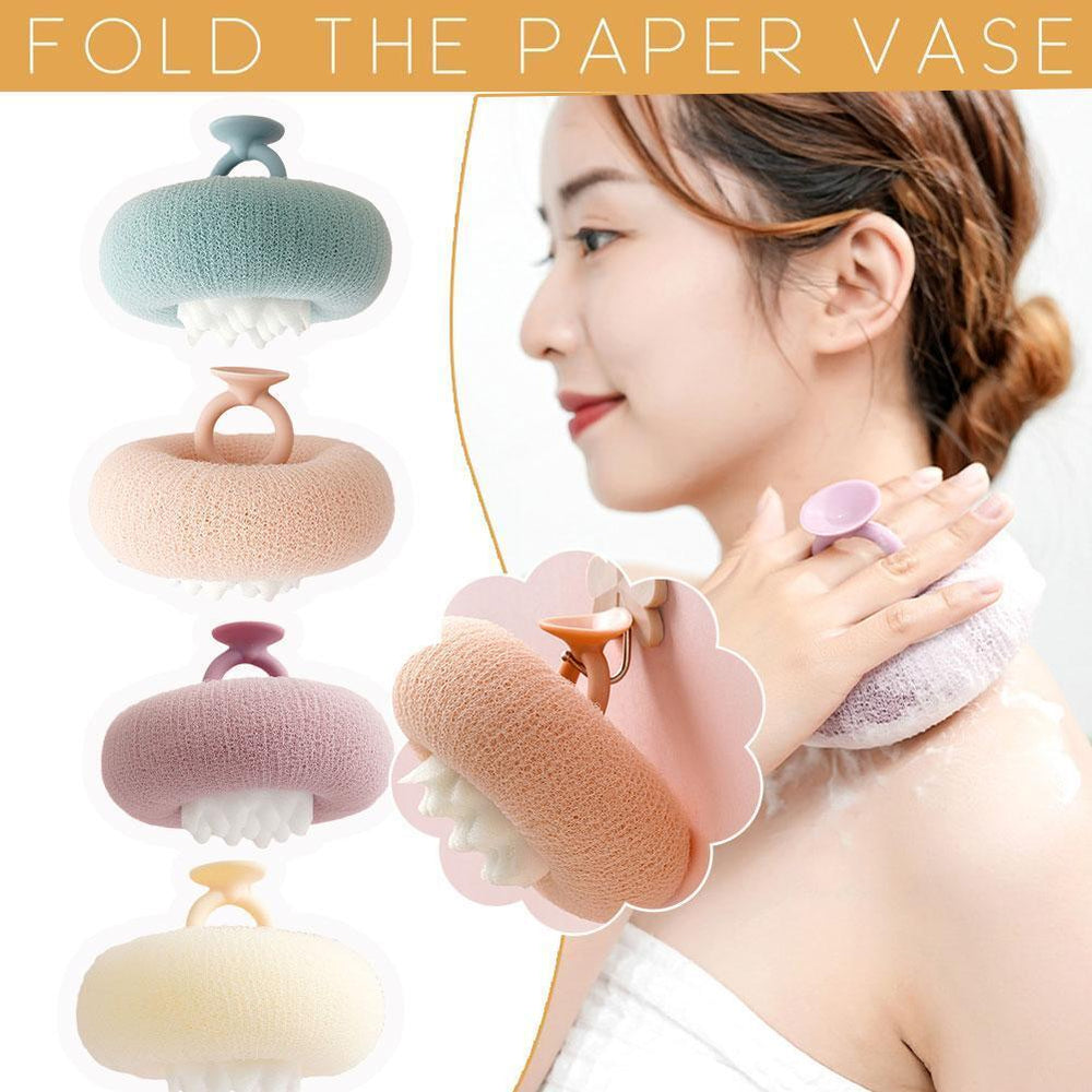 Exfoliating Shower Sponge – Massage Beads, Ring Handle & Suction Hook
