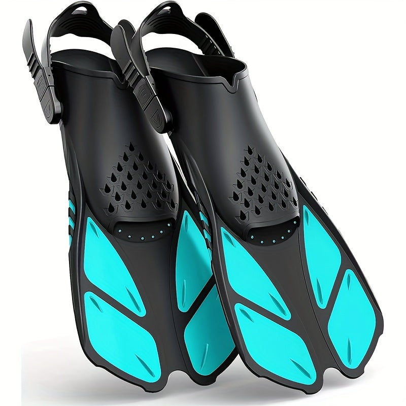 Adjustable Snorkel Fins – Short Blade, Open-Heel, Unisex S/M & L/XL
