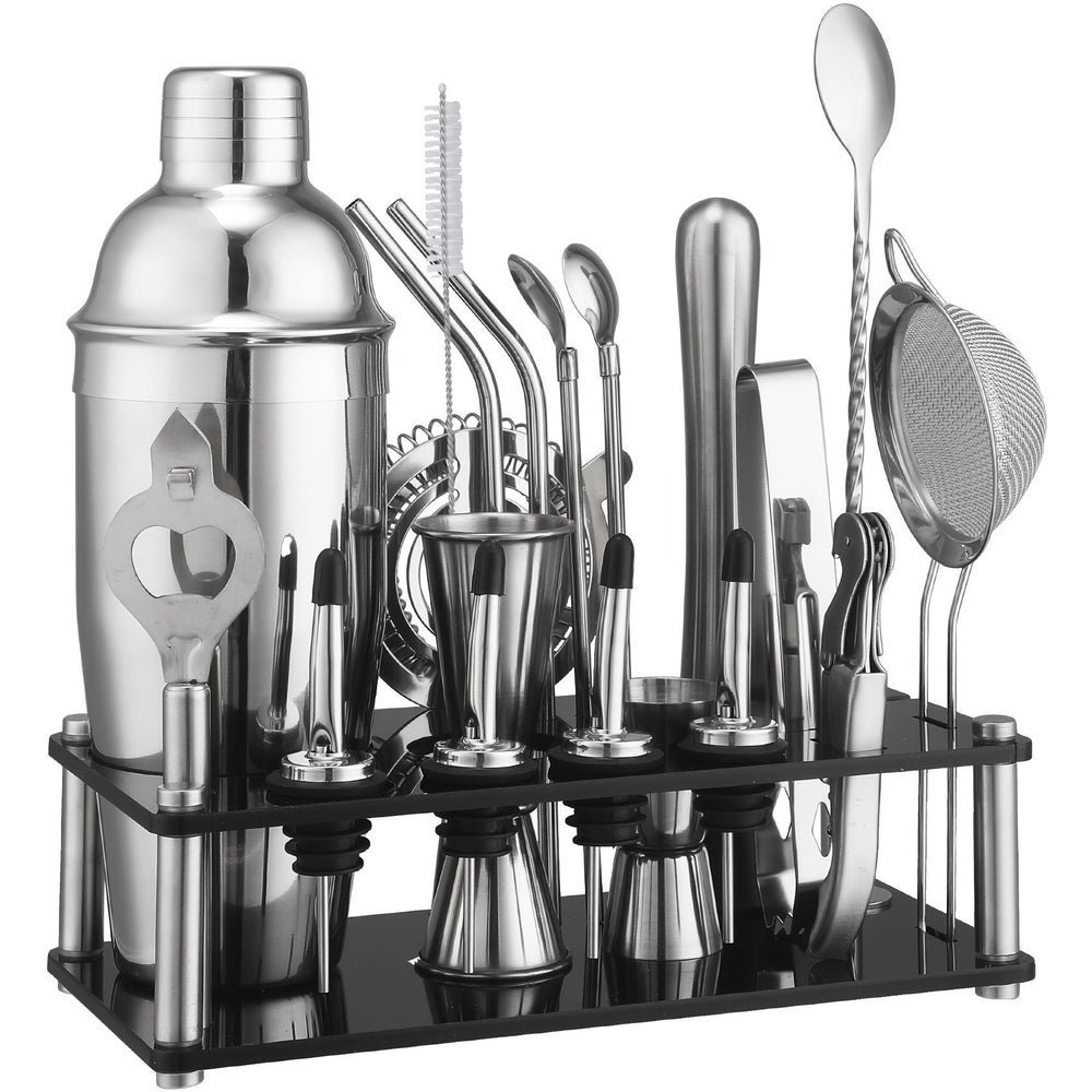 20-Piece Cocktail Bar Set – Stainless Steel Tools, Acrylic Stand & Boston Shaker
