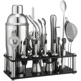 20-Piece Cocktail Bar Set – Stainless Steel Tools, Acrylic Stand & Boston Shaker
