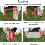 Folding Camping Stool – Stainless Steel, Holds 100kg, Compact 26×6cm, Portable