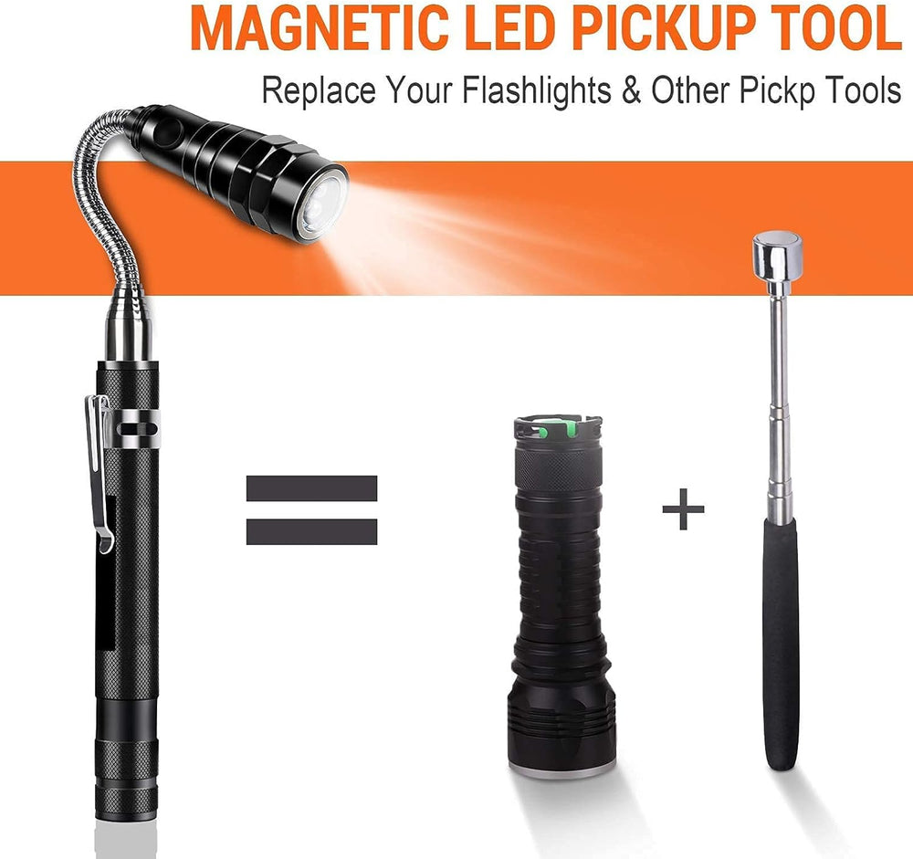 Magnetic Pickup Tool – 57.5cm Extendable, 3 LEDs & 360° Rotating Head