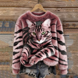 Optimized Product Title: "Gemütlicher Plüsch-Sweatshirt mit Tiger- und Tabby-Kätzchen-Design – Weiches, Warmes Damenoberteil für Tierliebhaber" 

This title includes relevant keywords while emphasizing comfort and target audience.