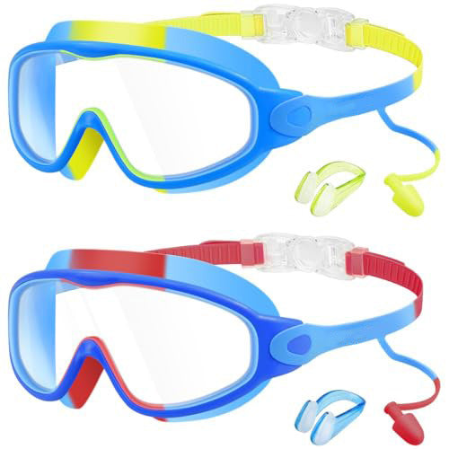 Kids Swimming Goggles – 2-Pack, Anti-Fog, UV Protection & Ear Plugs