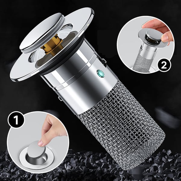 Stainless Steel Drain Strainer – Pop-Up Stopper, Hair Catcher & Tool-Free Install
