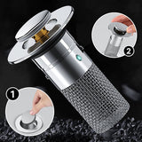 Stainless Steel Drain Strainer – Pop-Up Stopper, Hair Catcher & Tool-Free Install