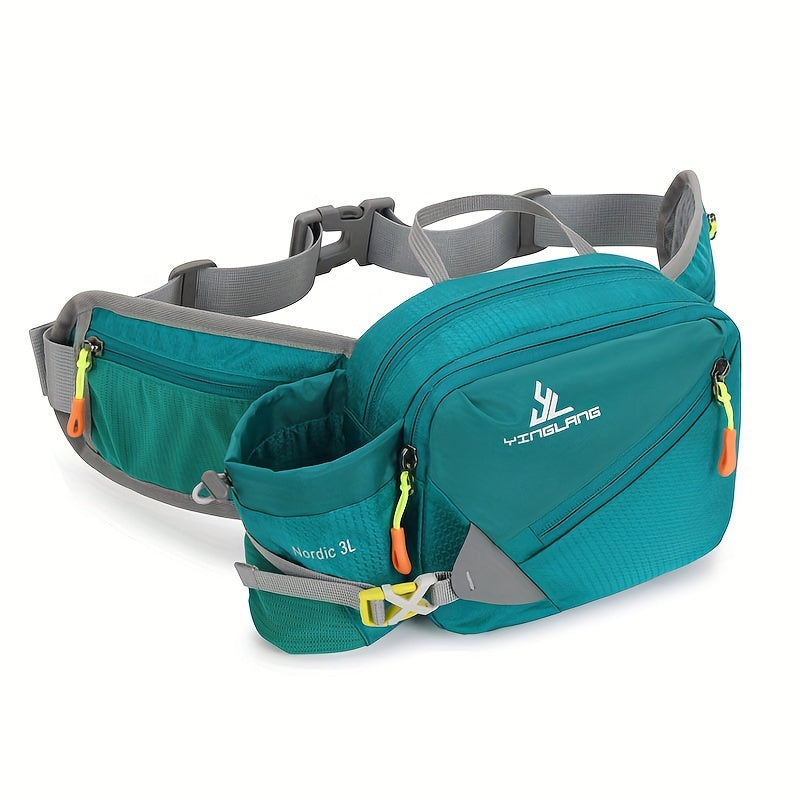 Running Waist Bag with Bottle Holder – 3L Nylon, Adjustable 50–100cm Belt
