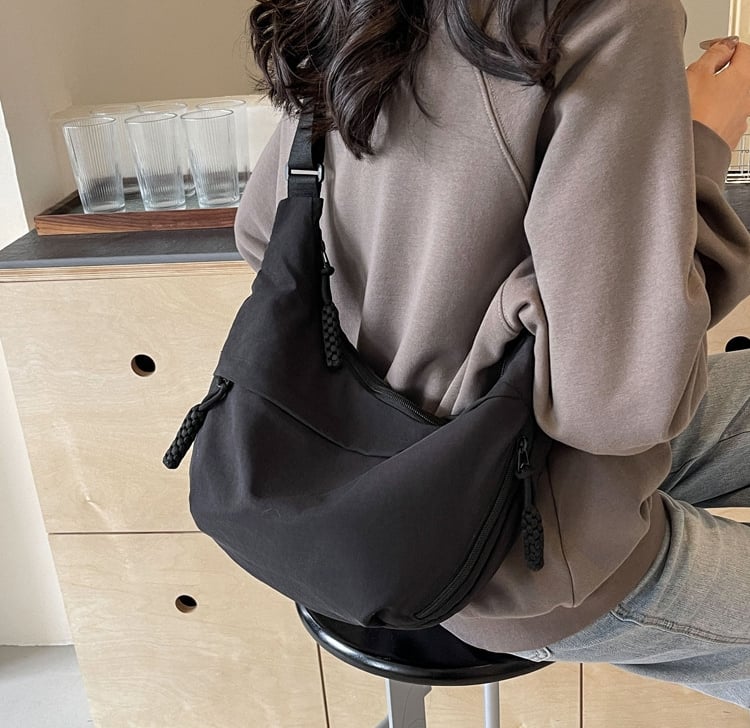 Nylon Crossbody Bag – Multiple Compartments, Adjustable Strap, 34×22cm, Unisex