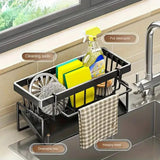 Kitchen Sink Organizer – Stainless Steel, Drip Tray & Towel Bar, 23×9×10 cm
