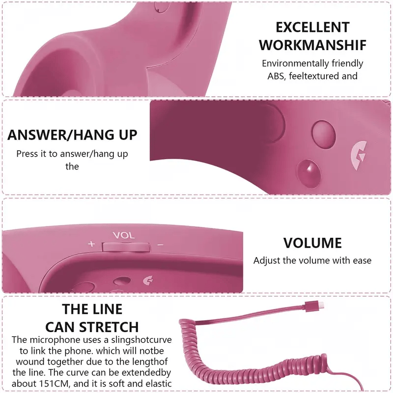Retro Phone Handset – Ergonomic ABS, USB Plug & Play & Built-in Controls